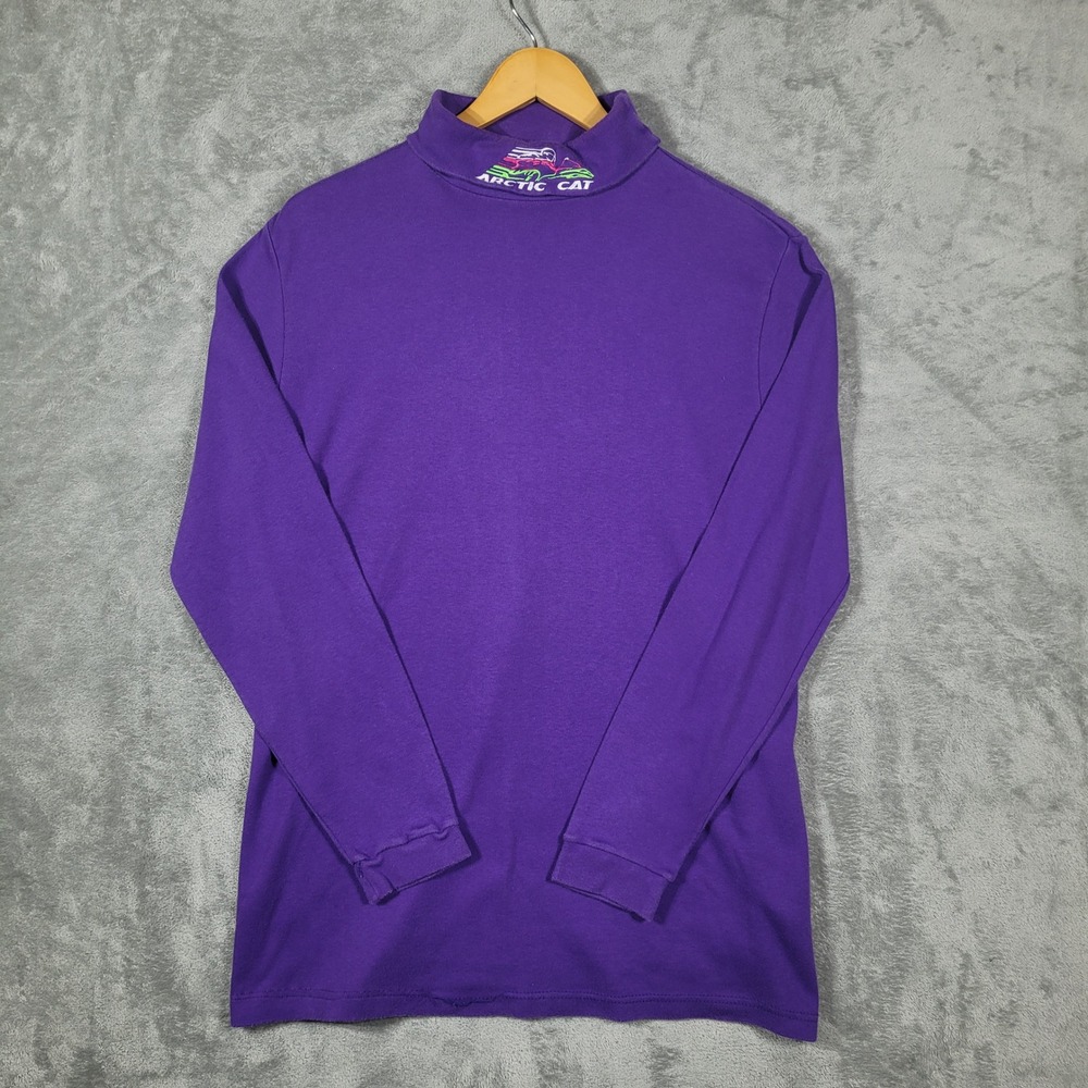 Vintage Arctic Cat Shirt Womens XXL Purple Arcticwear Mock Neck Snowmobile USA